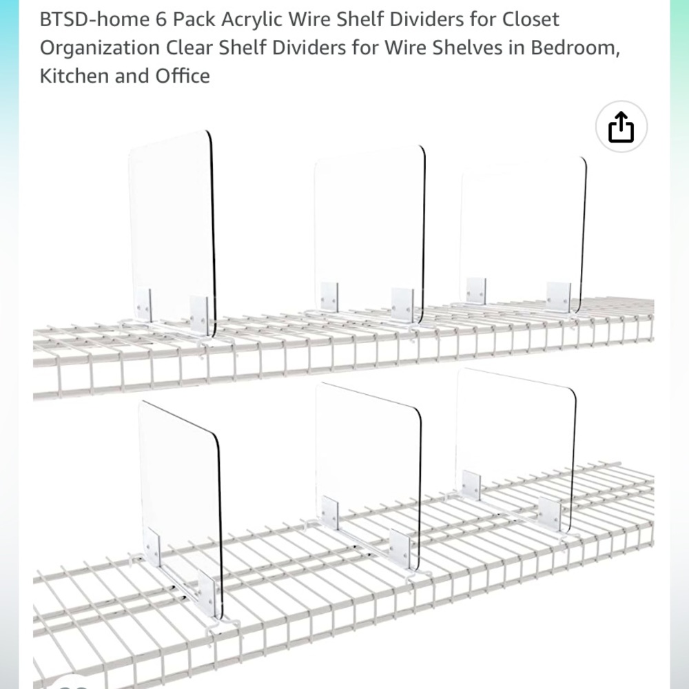 Acrylic wire shelf dividers